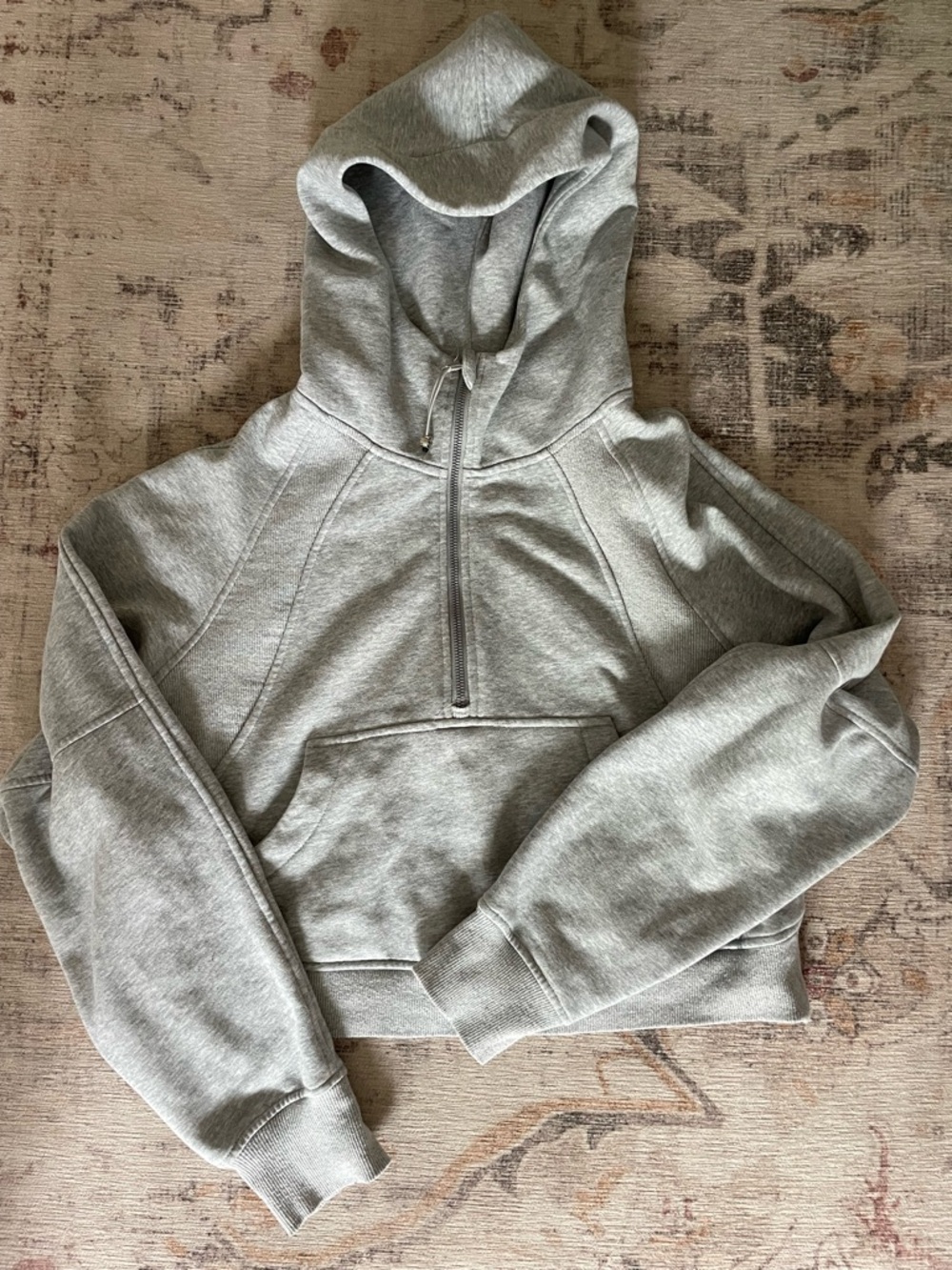 Women’s Gray Half-Zip Hoodie Sweater